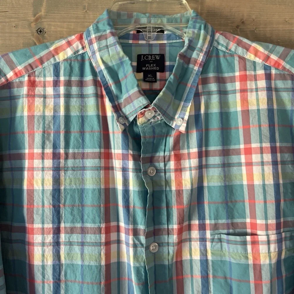 J.Crew Mens XL‎ Flex Washed Plaid Button Down Shirt Stretch Long Sleeve BP971